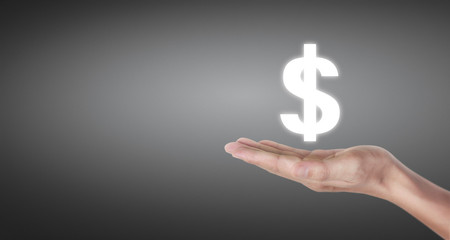 Hand touching  graphs of financial indicator and accounting market economy analysis chart