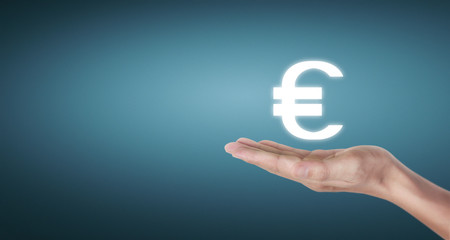 Hand touching  graphs of financial indicator and accounting market economy analysis chart