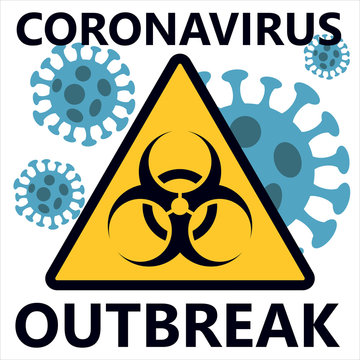 Coronavirus outbreak. COVID-19 Biological hazard icon, Novel coronavirus (2019-nCoV), Abstract virus strain model Novel corona virus 2019-nCoV with yellow biohazard symbol