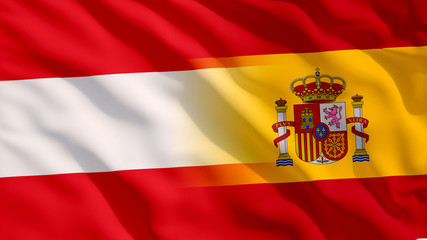 Waving Spain and Austria Flags