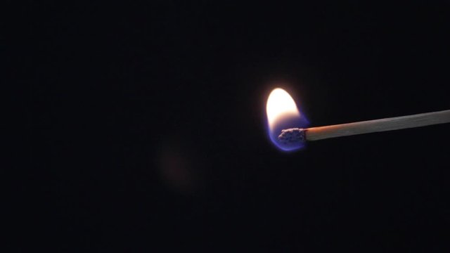 lighting match stick and burning on background. Burning match stick lights and goes out. close up