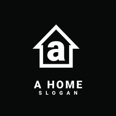 house with letter a logo initial design