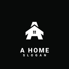 house with letter a logo initial design