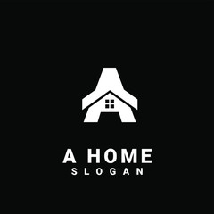 house with letter a logo initial design