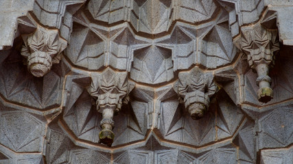 ERZURUM, TURKEY - MARCH 02, 2020 : Historical Erzurum Lalapasa mosque. Old Erzurum mosques. Stone carvings. Great mosque.