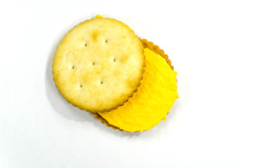 Sandwich cracker on white background