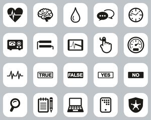 Lie Detector Test Or Polygraph Test Icons Black & White Flat Design Set Big