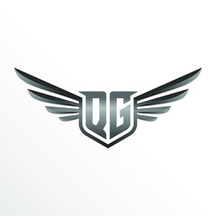 Initial Letter QG with Wings