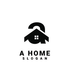 house with letter a logo initial design