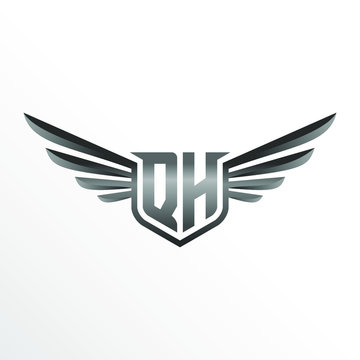 Initial Letter QH with Wings