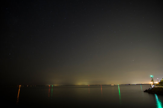 Adriatic Sea by night in Duino Italy
