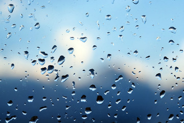 Raindrops on a window pane. Background and texture.