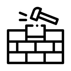 Installing Brick Icon Vector. Outline Installing Brick Sign. Isolated Contour Symbol Illustration