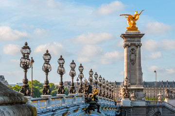Fototapeta na wymiar Alexandre III Bridge in Paris in Sunny Day