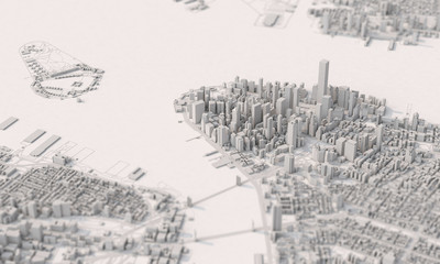 New York city map aerial view. grey minimal design. 3D Rendering