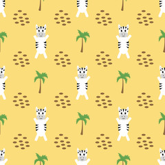 Seamless pattern with cartoon  zebra.Children print, textile design. Vector.