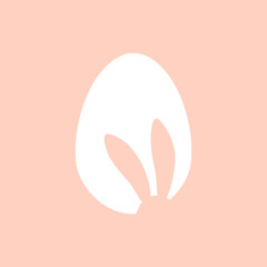 Paaseivorm met het silhouet van konijntjesoren - traditioneel symbool van vakantie. Eenvoudig ontwerp voor het jagen op eieren. Vectorillustratie voor poster, kaart of banner.