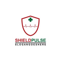 Pulse and Shield Logo Template Design Vector for Business Medical, Emblem, Design concept, Creative Symbol, Icon