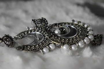 Image of the Indian traditional earrings captured at Ahmedabad. 