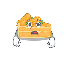 Cartoon picture of cheesecake orange showing anxious face