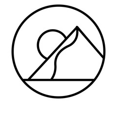 desert with pyramids scene line style icon
