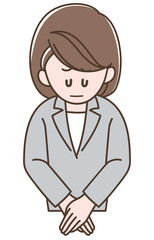 おわびをするスーツの女性
