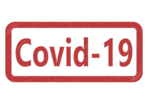 Etiqueta roja de aviso por coronavirus o covid-19.