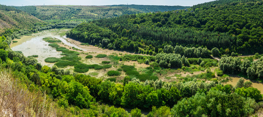 Beatuful nature landscape near Kitaygorod outcrop. Travelling across Ukraine. Podilski Tovtry.