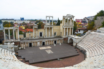 Fototapeta premium The ruins of the ancient Roman theater of Philippopolis in Plovdiv, Bulgaria