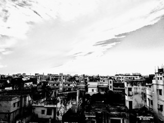 Black ad white image of buildings of  #vintage colony of city,Patna ,Bihar, India