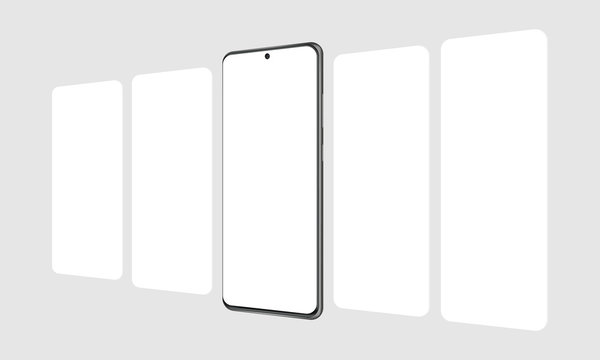 Modern Smartphone With Blank App Screens Mockup. Web Design Concept For Responsive Showcase Presentation. Vector Illustration
