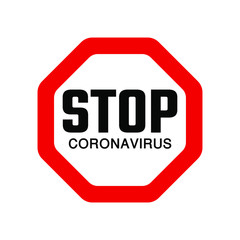 stop coronavirus sign on white background