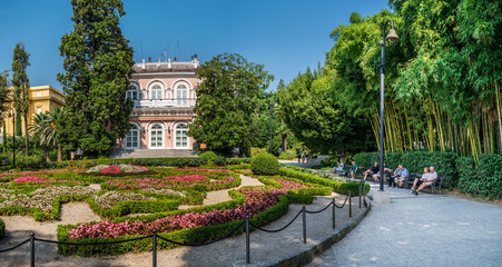 Botanical garden and flowerbeds in front of the villa Angiolina. Opatija, Croatia.