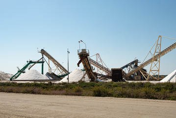 Fototapeta na wymiar Industrial salt production in Aigues-Mortes, Gard department, Lanquedoc-Roussillon region, Camargue, France
