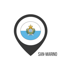 Map pointers with contry San-Marino. San-Marino flag. Stock vector illustration isolated on white background.