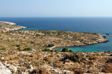 Fototapeta na wymiar Arkoi island, coastal landscape. Aegean sea, Dodecanese Islands, Greece 