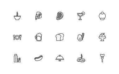 bundle of restaurant set line icons