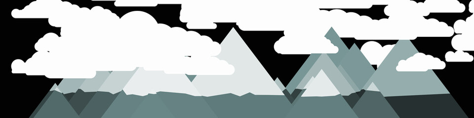 Abstract Random Placed Mountains Panorame Generative Art background illustration