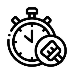 Stopwatch Brush Icon Vector. Outline Stopwatch Brush Sign. Isolated Contour Symbol Illustration