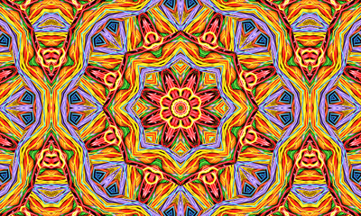 Abstract kaleidoscope background. Beautiful multicolor kaleidoscope texture. Unique kaleidoscope design. 