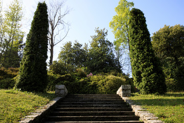 Verbania (VCO), Italy - April 01, 2017: Villa Taranto botanical gardens, Verbania, Piedmont, Italy