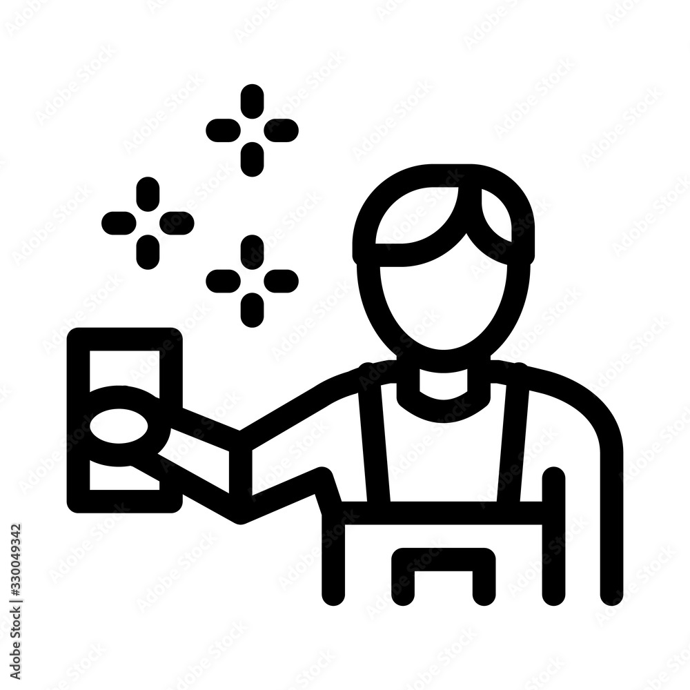 Poster Human Cleaning Icon Vector. Outline Human Cleaning Sign. Isolated Contour Symbol Illustration