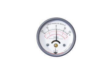 Naklejka premium Gauss or Magnetometer isolate on white background and clipping path. A magnetometer is a device that measures magnetism of a magnetic material like a Ferromagnet for Magnetic Particle Testing or MT.