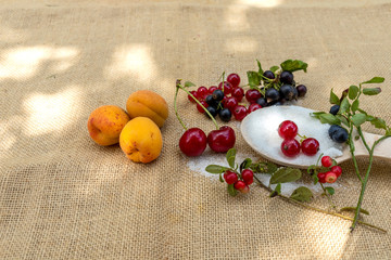 berries and fruits with sugar