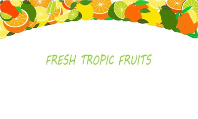 Fototapeta premium Vector fresh tropical fruits template suitable for banners, magazines, websites, restaurants and menus. Healthy eating with fruits for a healthy lifestyle.
