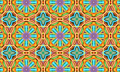 Geometric kaleidoscope multicolored seamless pattern. Abstract background. Beautiful multicolor kaleidoscope texture. Unique kaleidoscope design. Illustration for design.