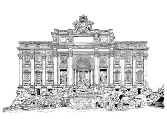 Sketch Fontana di Trevi, Roma, Italia
