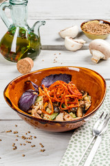 Salad with Chicken, Mushrooms and Fresh Cucumber