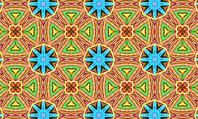 Geometric kaleidoscope multicolored seamless pattern. Abstract background. Beautiful multicolor kaleidoscope texture. Unique kaleidoscope design. Illustration for design.