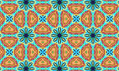Geometric kaleidoscope multicolored seamless pattern. Abstract background. Beautiful multicolor kaleidoscope texture. Unique kaleidoscope design. Illustration for design.